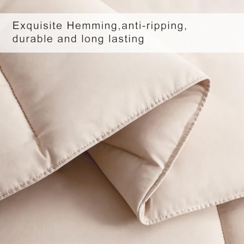 Image of COHOME Quilted Queen Size Comforter - All-Season Down Alternative Duvet Insert - Luxury Hotel Winter Warm Beige Comforter with Anti-Clump Tech & 8 Tabs- Reversible 88 inchx88 inch