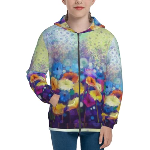 Spring Flower Seasonal Kids Pullover Hoodies Boys Zip Up Sweatshirts Girls Athletic Clothes with Pocket3