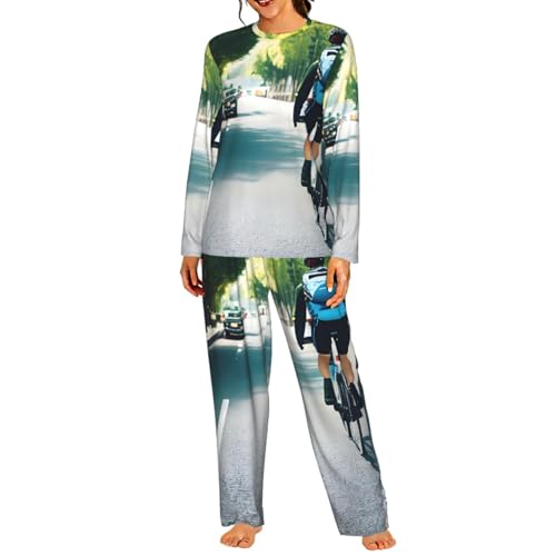 Pyjama manches longues femme imprimé voiture pour soirée cocooning