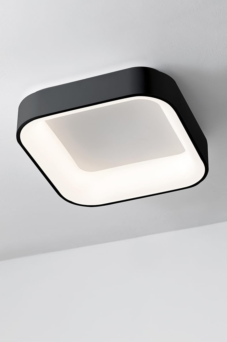 CHOPIN - Lampadario a LED quadrato 60 W, 3000 K, luce calda, struttura in metallo bianco, diffusore in metacrilato, IP20, gruppo Rossini