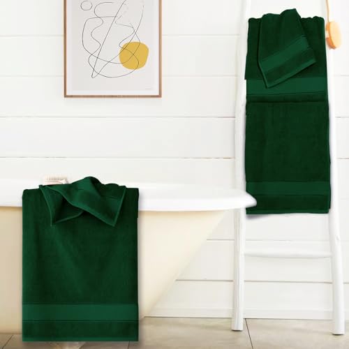 COZYART Formal Green Bath Towel Set 6 Piece, Luxury 100% Turkish Cotton 650GSM Hotel Quality, Soft, Absorbent,Towel Sets for Bathroom | 2 Bath Towels 2 Hand Towels 2 Washcloths - Image 7