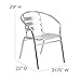 Flash Furniture Lila 4 Pack Commercial Aluminum Indoor-Outdoor Restaurant Stack Chair with Triple Slat Back and Arms