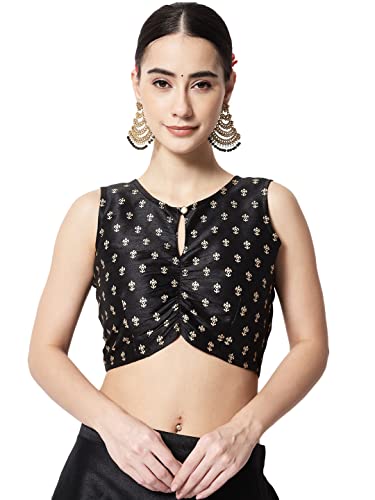 Image of studio rasa Women's Dupion Hand Block Printed Readymade Top for Festive Wedding Party