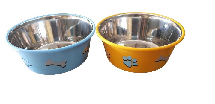 Set of 2 Elton Paw & Bone Cutie Bowls (Yellow & Blue) Export Quality Inside Stainless Steel Outside Colorful Plastic Dog Feeding Bowls (Large 1.80 L) (B0CQLSHKN4) Amazon Price History, Amazon Price Tracker