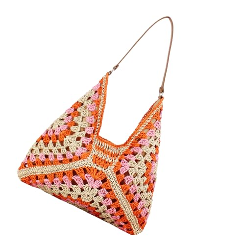 Zunishaone de transporte tejida para mujer - Pajita Bohemia de colores grandes bolsos | trenzada colorida | Para el hogar, la escuela, la oficina, citas, viajes al aire libre, trabajo