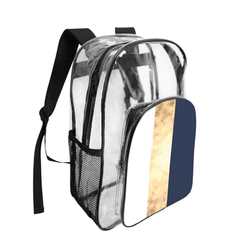 Sac transparent robuste anti-déchirure imprimé bleu et blanc - 2