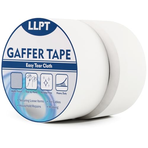 LLPT Cinta Adhesiva Resistente Blanco | Cinta de Aluminio Blanco |Cinta de Tela Resistente,Adhesiva e Impermeable | Para Reparar,Fijar,Reforzar y Sellar(PGT515P2WT) | 2 paquetes | 50 mm x 15 m