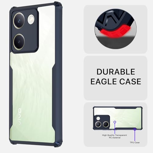 Image of Pikkme Vivo Y200 Pro 5G Back Cover | Crystal Clear Transparent Back | Ultra Hyrbid | Full Camera Protection | Raised Edge | Bumper Back Case (Blue)