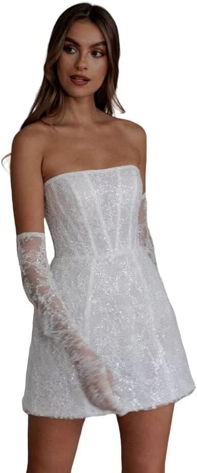 Short Wedding Dresses for Bride 2025 Lace Applique Boho Mini Bridal Dress for Bride