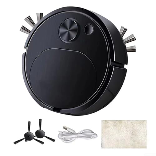 Robot aspirador ultra delgado diseñado para dueños de mascotas, captura eficazmente el pelo y la caspa de mascotas (negro)