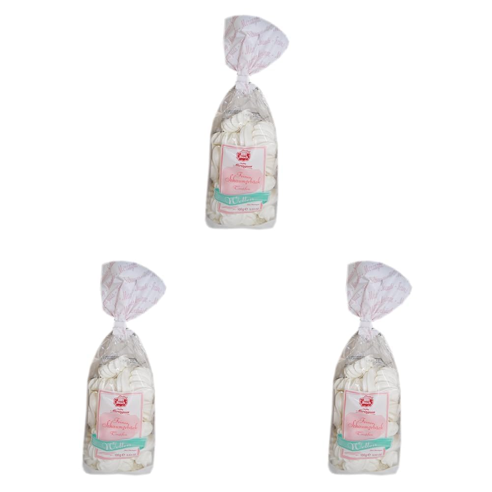Busch Quality Meringues Wellen Weiß Feines Schaumgebäck, 100 g (Packung mit 3)