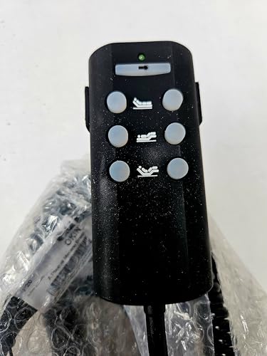 Okin Télécommande pour Lit Motorisé, 6 Boutons avec Lumière, Câble Spiralé 150 cm, Connecteur DIN 5 Broches, Noir
