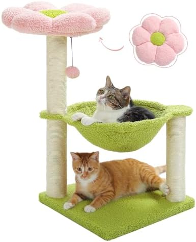 Flower Cat Tree, 28" Cat Tower with Cozy Flower Perch, Large Hamm...