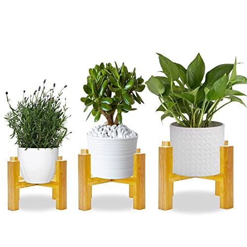 MIXMIO Porta Piante da Interno 3 Livelli, Scaffale per Piante in Legno, Porta Fiori Porta Vasi Porta Vaso per Decorazione del Interno Esterno Balcone Giardino Soggiorno