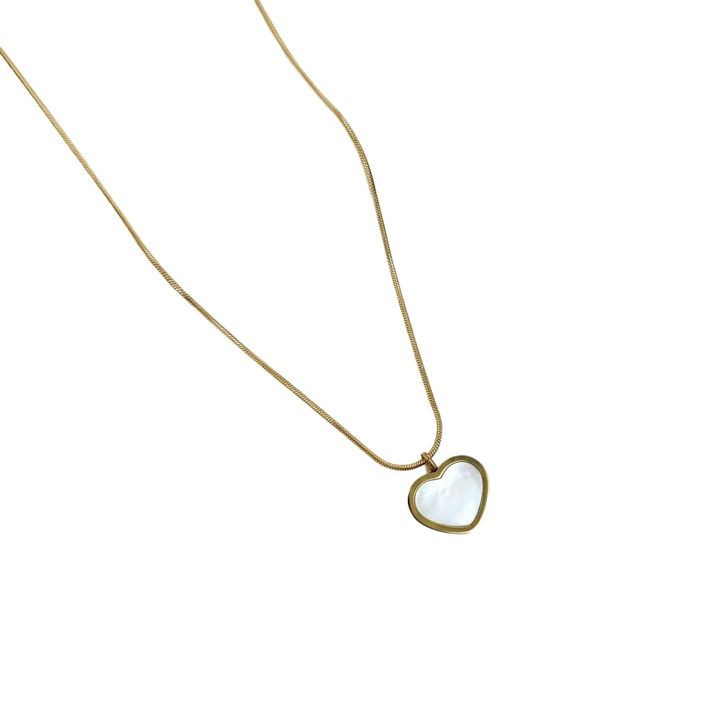 Elegant White Enameled Heart Charm Pendant, Stainless Steel Heart Locket with Chain, Korean Pendant for Women & Girls-image-7