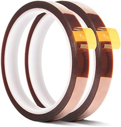 2 Rolls 10mm X 33m 108ft Heat Tape,Adhesive Heat Resistant / Transfer Tape, Heat Vinyl Thermal Sublimation Press Tape,No Residue ,Electronics,Soldering,Circuit Board