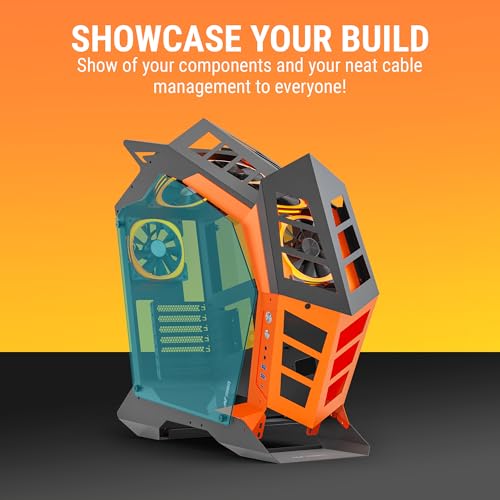 Image of Ant Esports Cypher G3 Mid-Tower ATX Computer Case /Gaming Cabinet - Black-Orange | Support ATX, Micro-ATX, Mini-ITX | Pre-Installed 5 ARGB-PWM Remote Controlled Fans