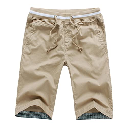 Short de plage homme en coton ajusté kaki M pour vos vacances au soleil