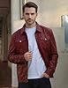 Zbrandy Leather Jacket Men Faux Leather Jackets Mens Moto Biker Coat Outwear Windproof Red XL #1