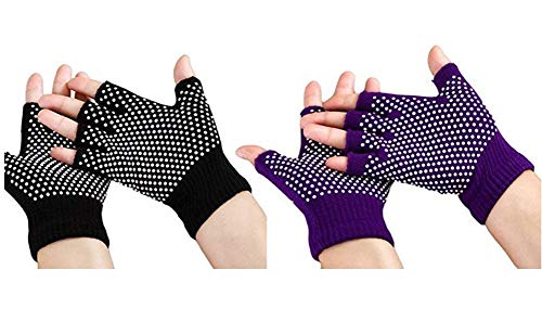 Zaptex Soft Yoga Gloves Non-Slip Fingerless Design Pack of 2 (C)