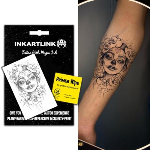 INKARTLINK Semi Permanent Tattoo, party tattoo, beautiful and realistic design, fun tattoo experience, cruelty-free, non-reflective, waterproof (Corpse Bride 2)