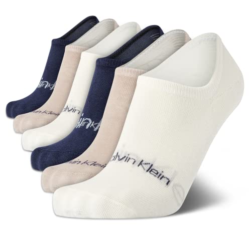 Calvin Klein Mens No Show Socks - 6 Pack Cushioned Ultra Low Cut Liners Short Socks for Men, Ideal for Sneakers Loafers Flats, Size 7-12, Tan Multi
