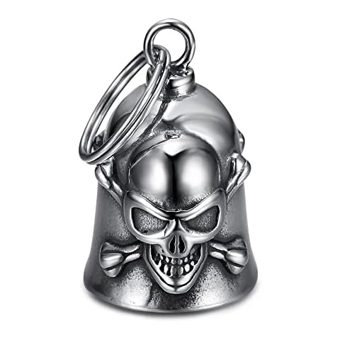 BOBIJOO JEWELRY - Motorcycle Bell Lucky Charm Protection Biker Triker Pirate Skull 316l Stainless Steel Cover