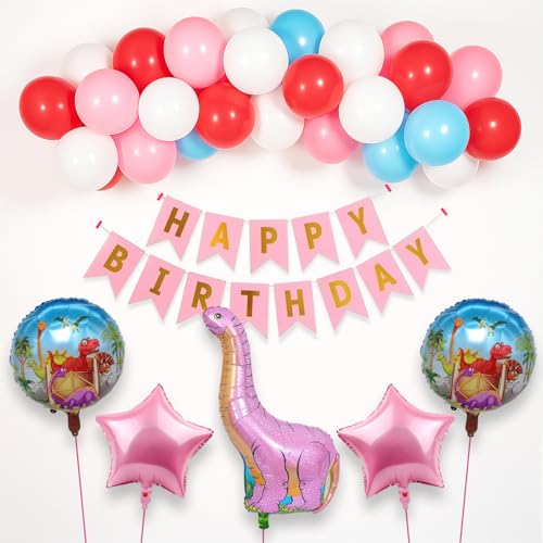 Image of Party Propz Dinosaur Themed Birthday Decoration Kit - 45 Pcs, Big Dinosaur Foil Balloon, Happy Birthday Banner, Star Foil Balloons,Latex Balloons, Bday Kit For Kids(Cardstock)