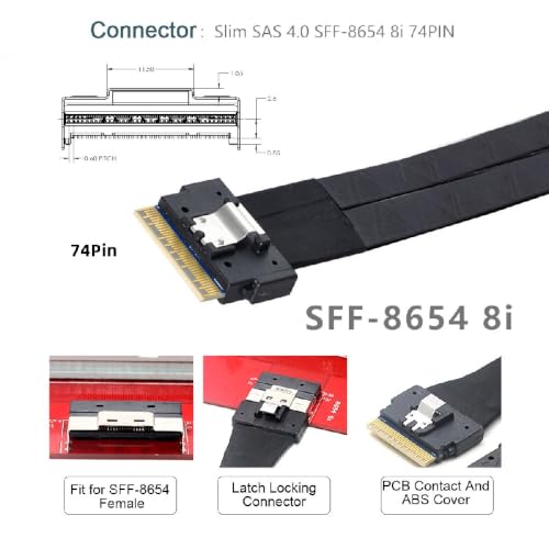 Image of Slimline 8X SFF-8654 74Pin to PCIE PCI-Express 16x Adapter TGX with PCI-E 6Pin Power Switch Port