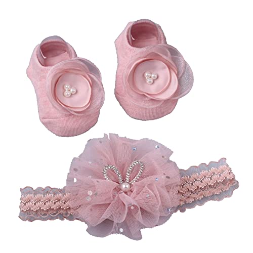 Baby Lace Headband Floor Socks Newborn Anti-Slip Socks Lace Hairband Newborn Hair Accessories Infant Shower Photo Props Wide