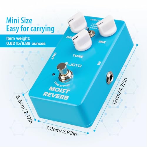 Image of JOYO Digital Reverb Guitar Pedal, 32-bit DSP with 3 Modes (Studio /Church /Plate) & Decay /Mix /Tone Control, True Bypass (MOIST JF-20)
