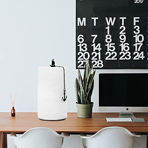 Steti Nautical Paper Towel Holder Countertop, Easy To Tear Decorative Paper Towel Stand For Kitchen Counter; Modern Black Paper Roll Holder, Sturdy, Unique Boat Design #TOP7