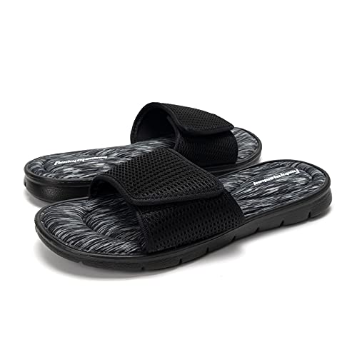 FUNKYMONKEY Memory Foam Sandals for Men, Outdoor Adjustable Comfort Graphic Strap Slide Sandals4