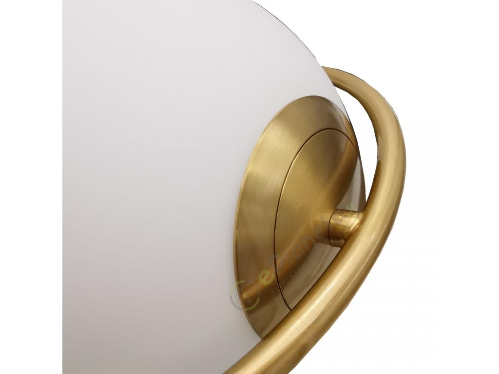 Lampadario sospensione cerchio con sfera E27 30cm oro argento lucido pendente moderno led minimal (Oro)