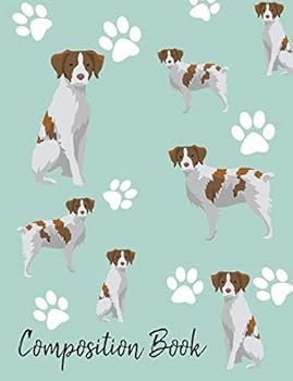 Composition Book: Brittany Spaniel Paw Prints Cute School Notebook 100 Pages Wide Ruled Paper