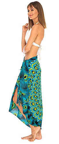 SHU-SHI Womens Sarong Beach Swimsuit Cover Ups Wrap Bikini Coverup Mandala Peacock & Clip3
