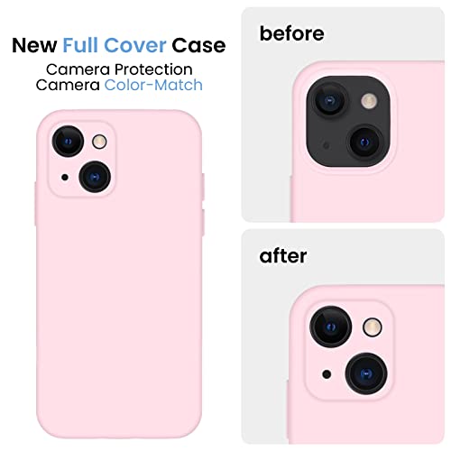 Image of FireNova Designed for iPhone 13 Case, Silicone Upgraded [Camera Protection] Phone Case, Soft Anti-Scratch Microfiber Lining Inside, 6.1 inch, Chalk Pink