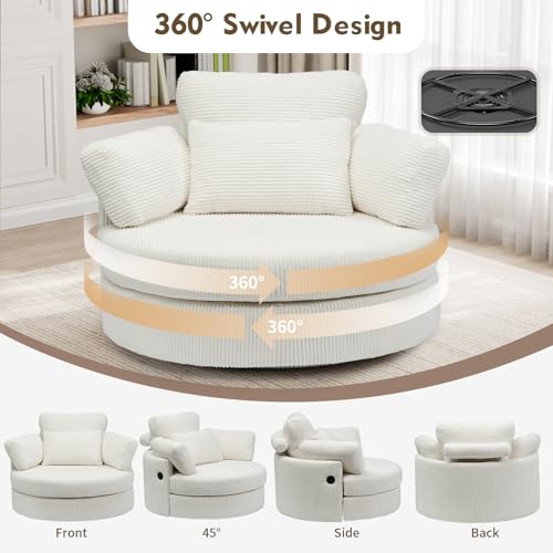 Sillón Giratorio Oversized Blanco con Otomán miniatura 3