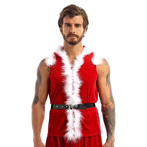 Men's Sleeveless Christmas Santa Claus Hooded Coat Waistcoat Vest with Shorts Sexy Outfits2