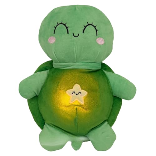LUKIUP Peluche Tortue Respire, Peluche Lumineuse avec et Lumière Douce sur Le Ventre, Tortue Doudou Qui Respire Avec Rhythmic Breathing Motion