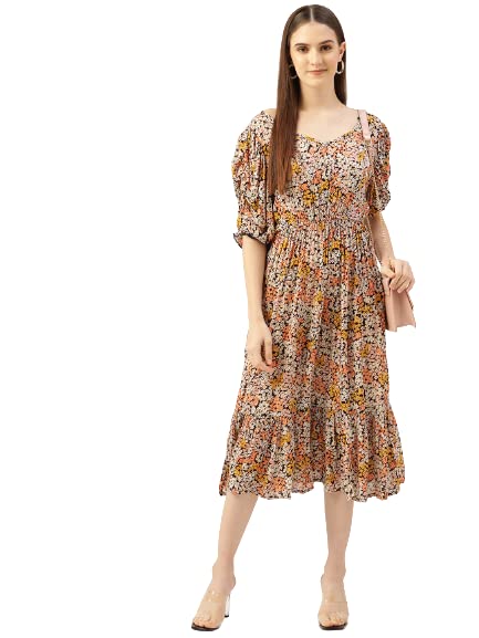 Image of Wisstler Women Midi Dress with Lining,Fashion Dress,MIDI Length Dress