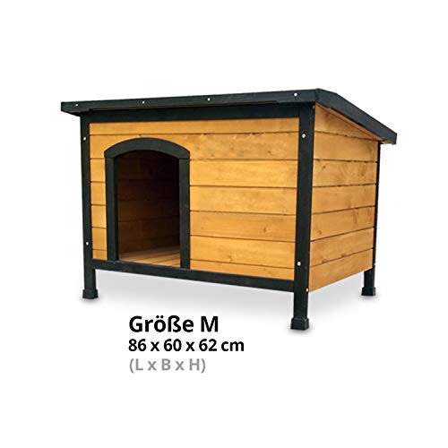 zooprinz wetterfeste Hundehütte Carlo massivem Holz und Dach zum Öffnen - perfekt für draußen - mit umweltfreundlicher Farbe gestrichen - 3 Größen zur Wahl (Hundehütte M)