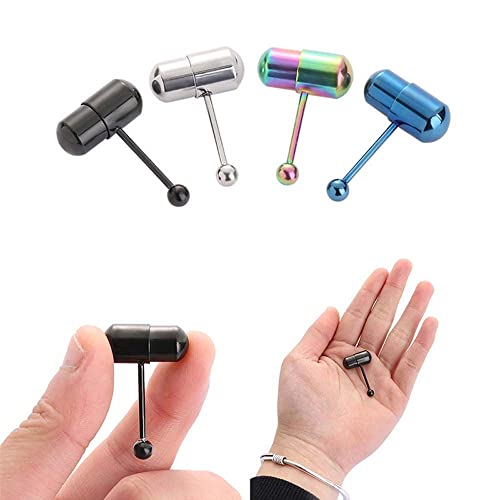 Stainless Steel Tongue Rings Stud Barbell Hip Hop Body Jewelry Vibration Tongue Stud Punk Style Piercing Jewelry(Blue) #TOP2