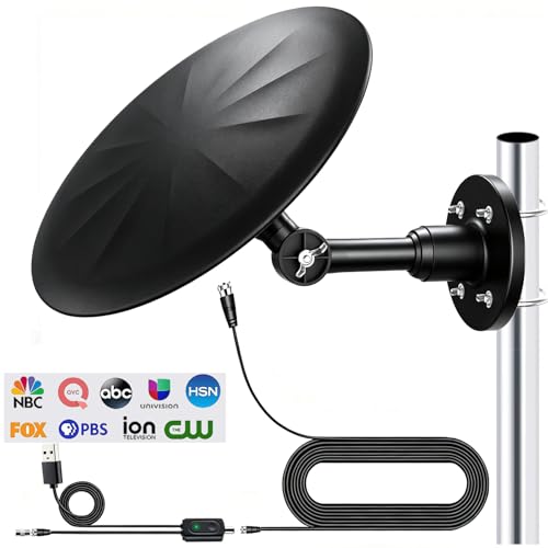 Outdoor TV Antenna for Smart TV, 720° Omni Directional Reception Digital HD Antenna Signal, with 35ft HDTV Cable, Super Signal Booster, for Attic/Camping/RV/Boat, 2026 Latest (Black, Large-XL)