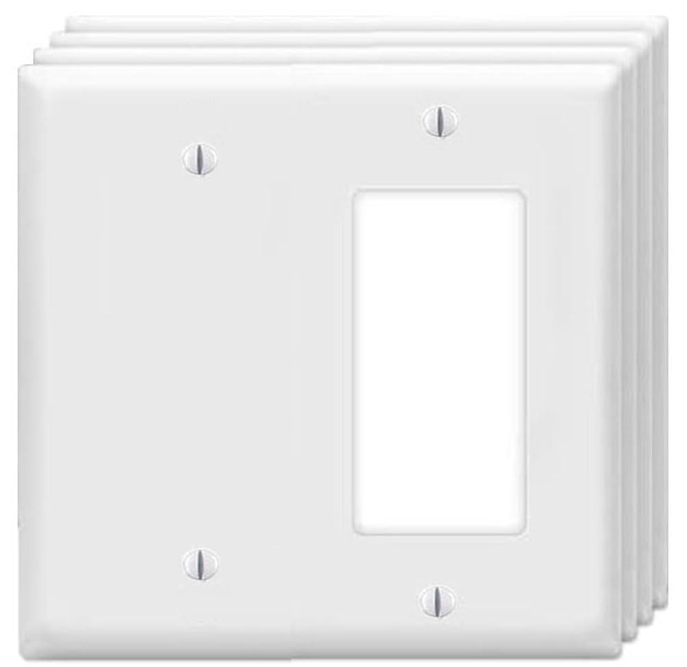 ZEFTV Decorator Rocker/Blank Wall Plates 2-Gang Switch Outlet Electrical Cover Plate Unbreakable Thermoplastic Faceplate for Light Receptacle Outlet