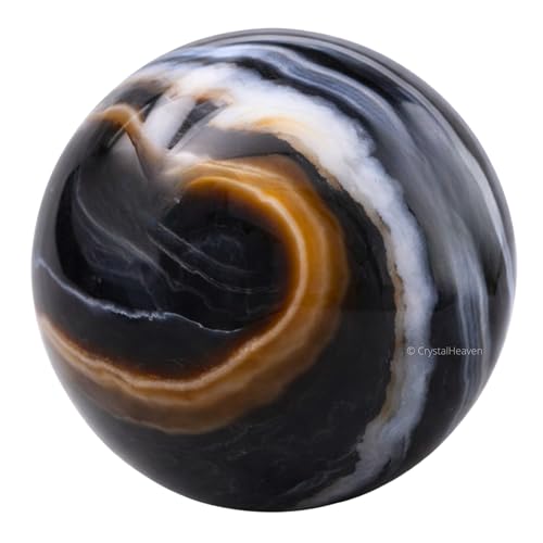 Image of Certified Black Onyx Crystal Ball for Meditation - Premium Crystal Vastu Items for Home and Feng Shui Items for Good Luck - Ideal for Pooja Supplies and Spiritual Practices (1.5 inch Inch)