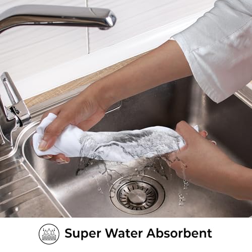 Urban Villa KTSLS-WHT-S6 White Kitchen Towels Premium Quality 100% Cotton Solid Tea Towels Set Of 6 Ultra Soft Size 20X30 Inches White Color Kitchen Towel Highly Absorbent Kitchen Towels thumb #2