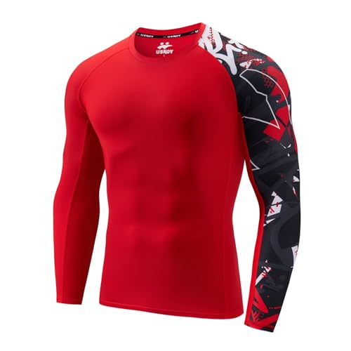 Men's Rash Guard Long Sleeve UPF 50+ Base Layer Skins Compression Shirt Performance Fit