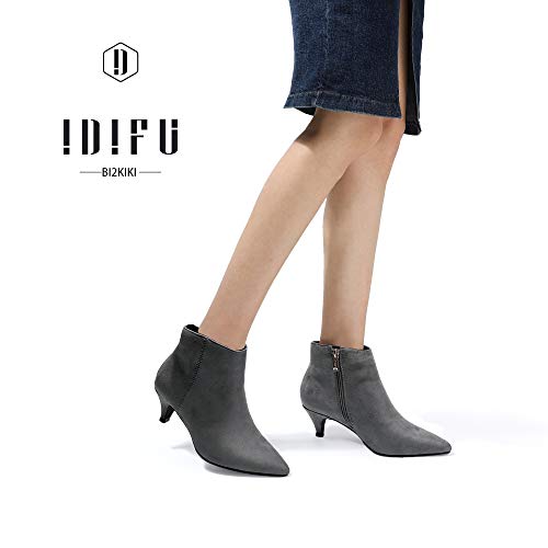 IDIFU Women Booties Low Kitten Heel Ankle Boots Pointed Toe Short Boots Dress Sexy Shoes2