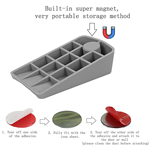 Premium Rubber Door Stop - Large Door Stopper Wedge,Anti-Slip Design, Automatically Fixed,Works On All Floor Types And Carpet Heavy Duty Door (2 Pack, Gray) #TOP2